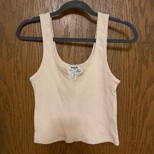 RSQ Cream Crop Fitted Sleeveless Tank Top **
